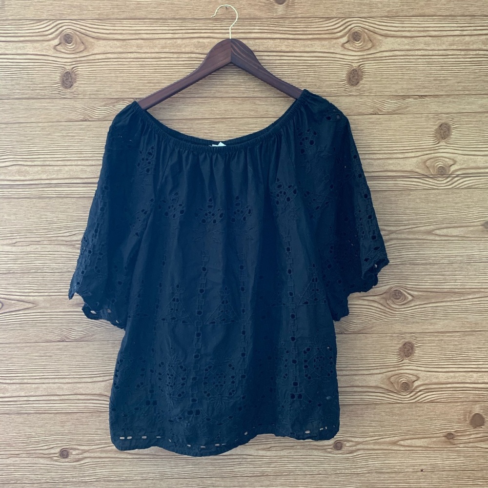 GAP BLACK PRETTY LACEY LACE BLOUSE BOHO FEMME